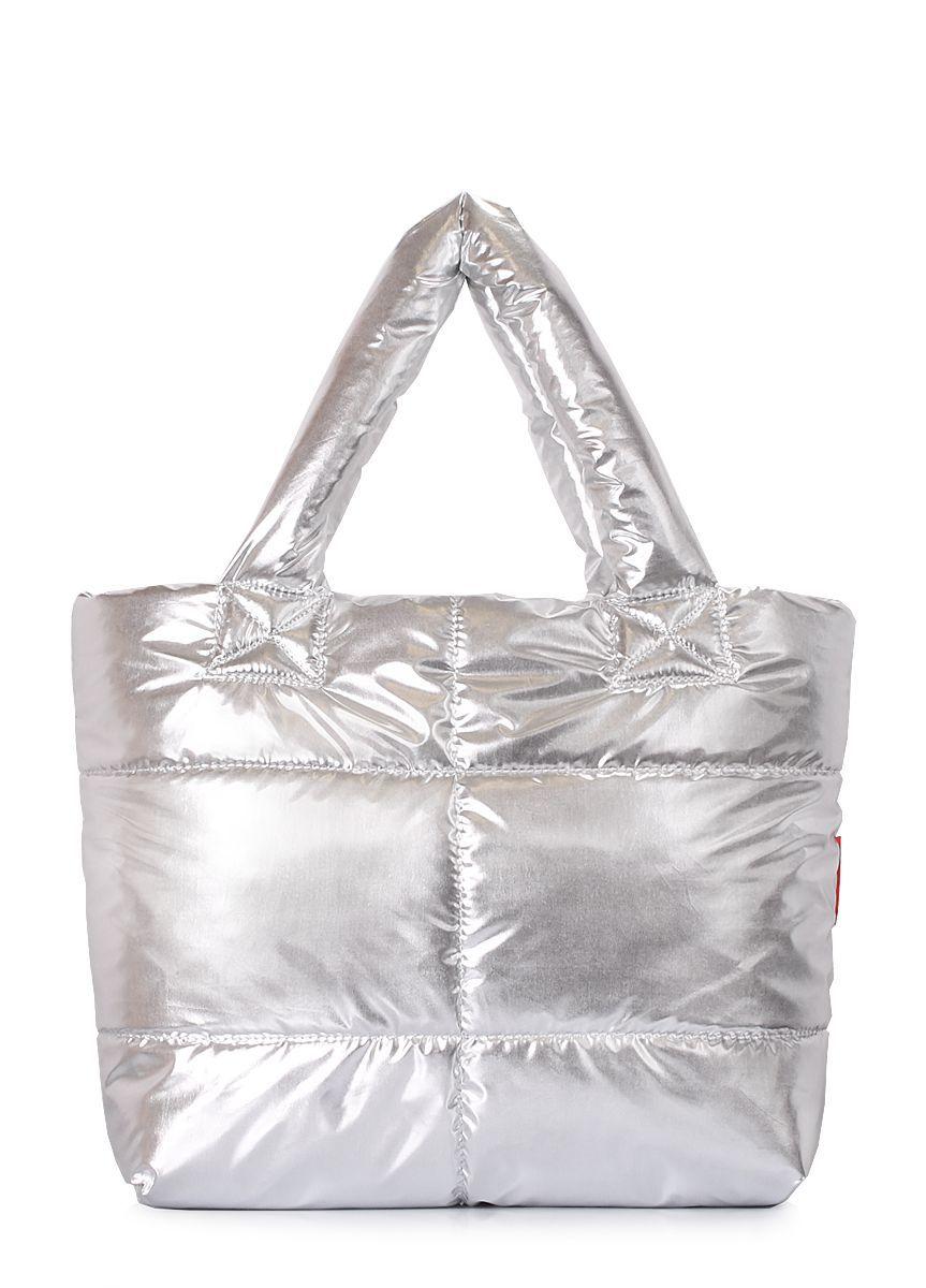 Дута стьобана сумка POOLPARTY Fluffy срібна