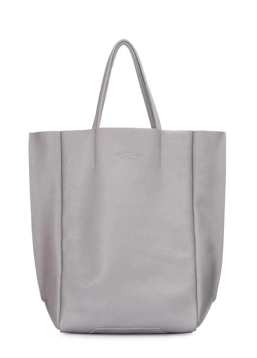 Жіноча шкіряна сумка POOLPARTY BigSoho сіра