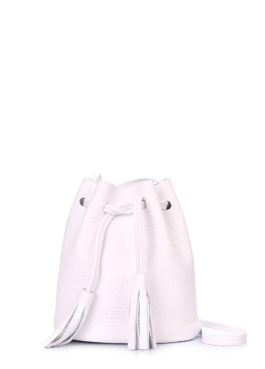 Жіноча шкіряна сумочка на зав'язках POOLPARTY Bucket біла