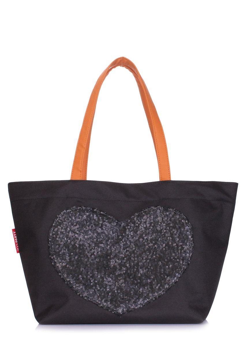 Жіноча текстильна сумка з глітером POOLPARTY Lovetote чорна