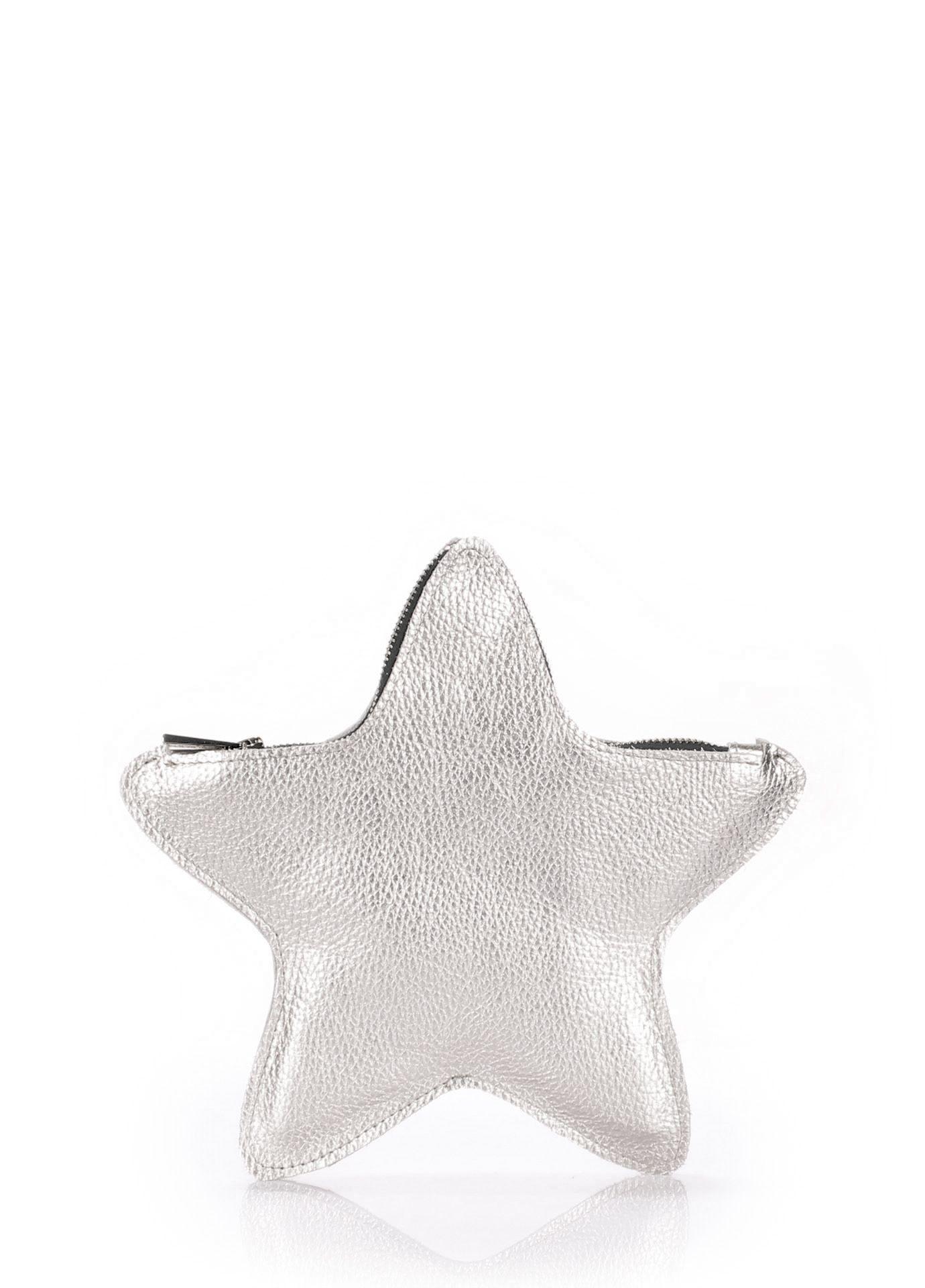 Шкіряна косметичка-клатч POOLPARTY STAR срібна
