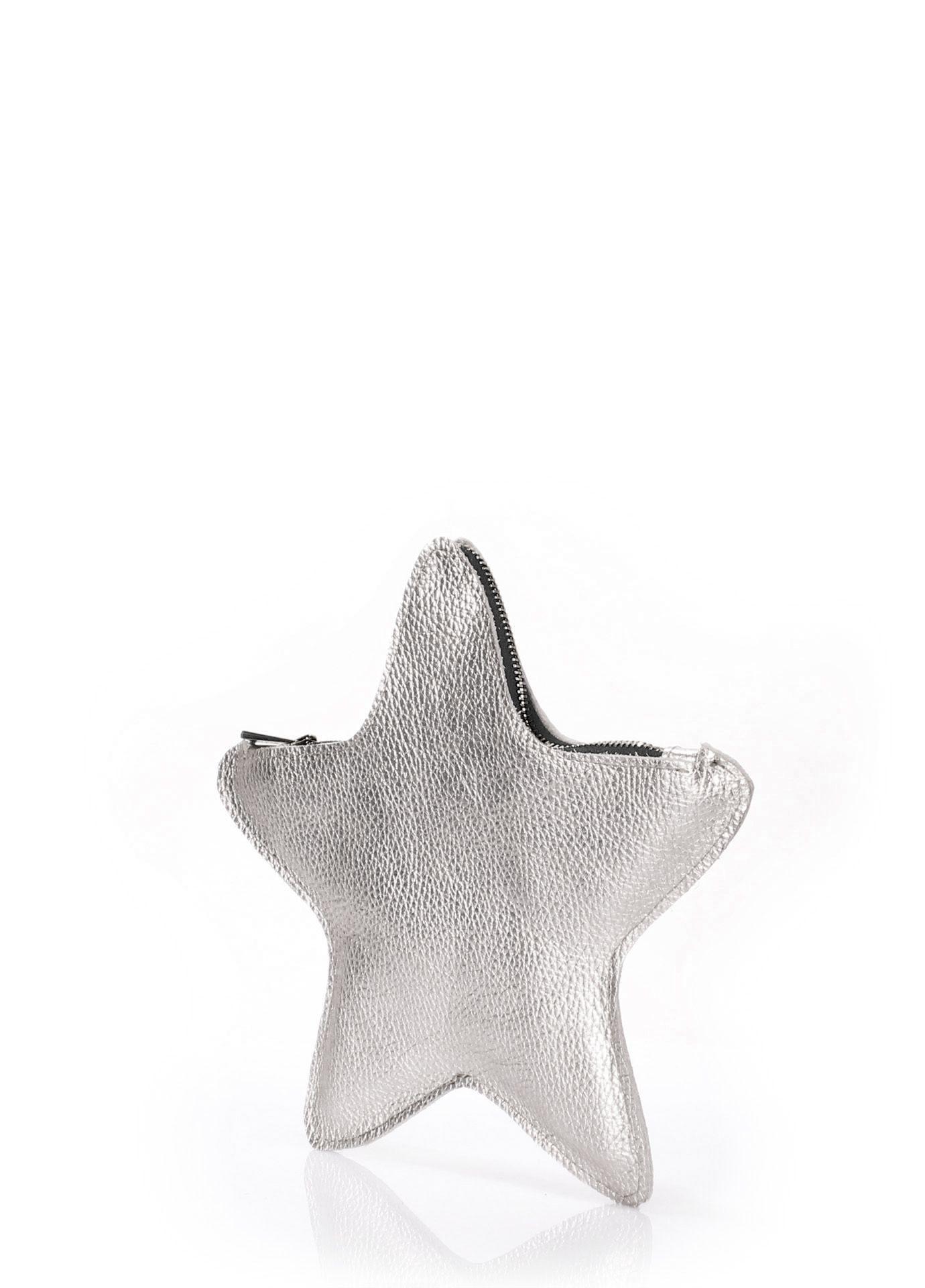 Шкіряна косметичка-клатч POOLPARTY STAR срібна