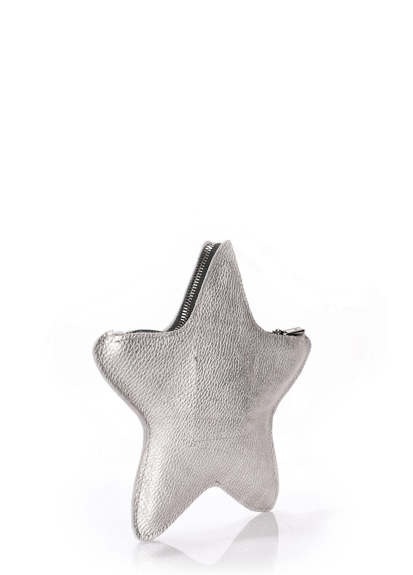 Шкіряна косметичка-клатч POOLPARTY STAR срібна