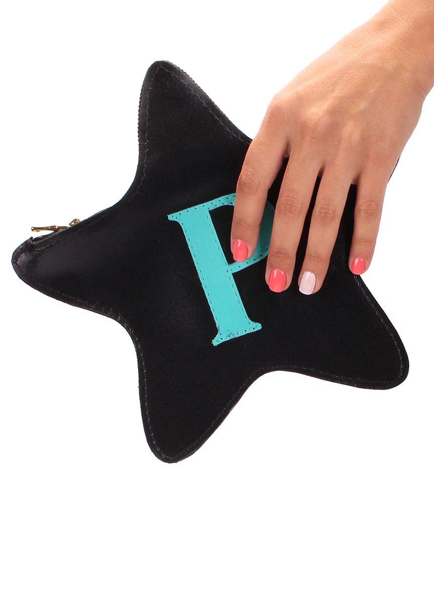 Шкіряна косметичка-клатч POOLPARTY STAR чорна