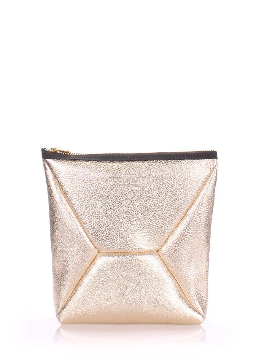 Шкіряна косметичка-клатч POOLPARTY THE X золота