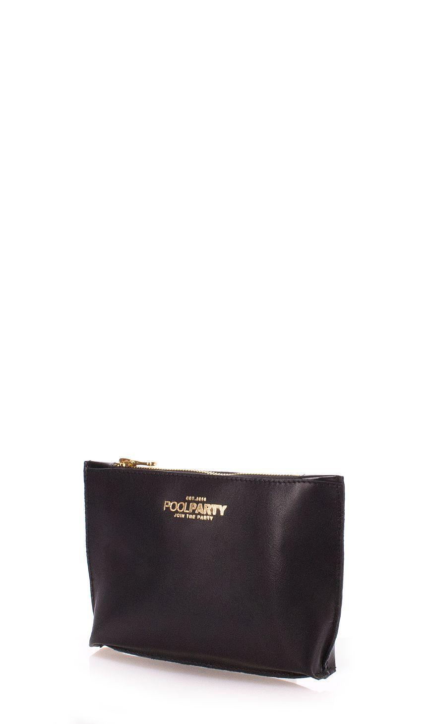 Шкіряна косметичка-клатч POOLPARTY чорна