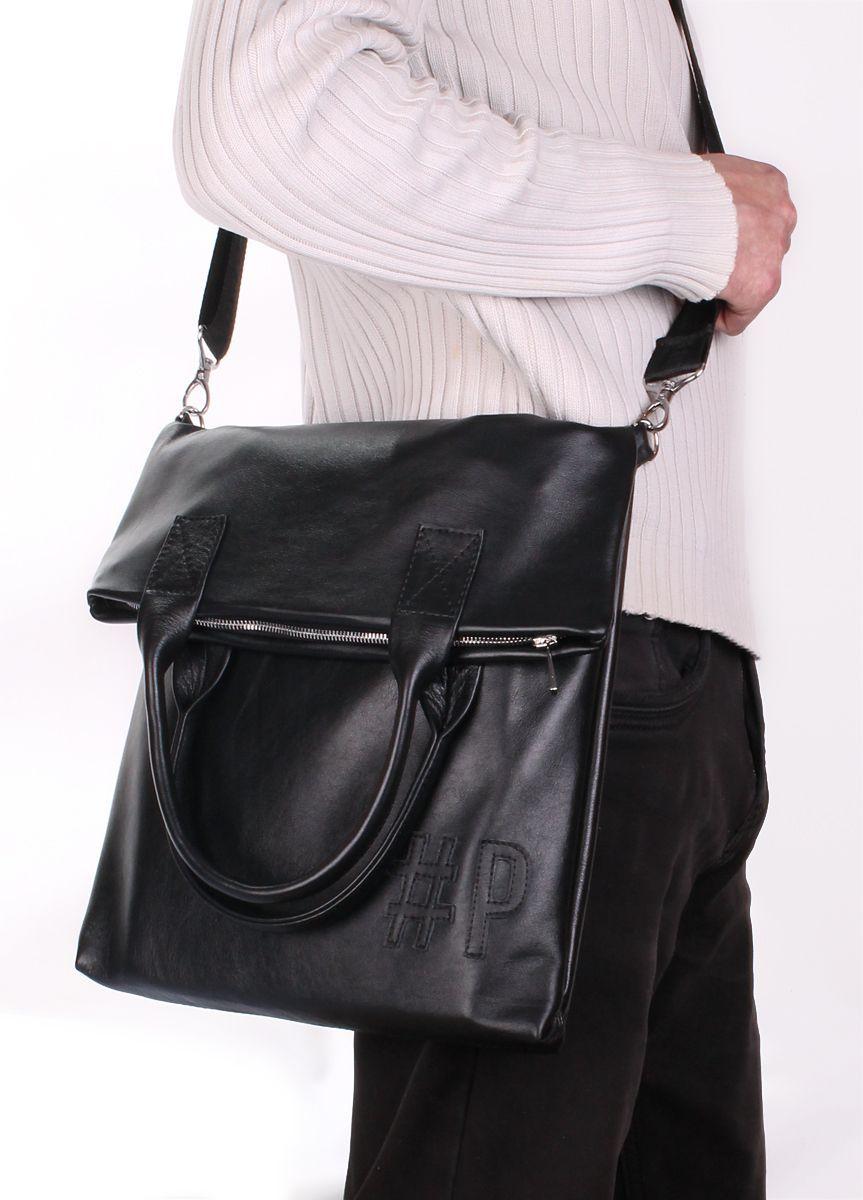 Шкіряна сумка POOLPARTY чорна