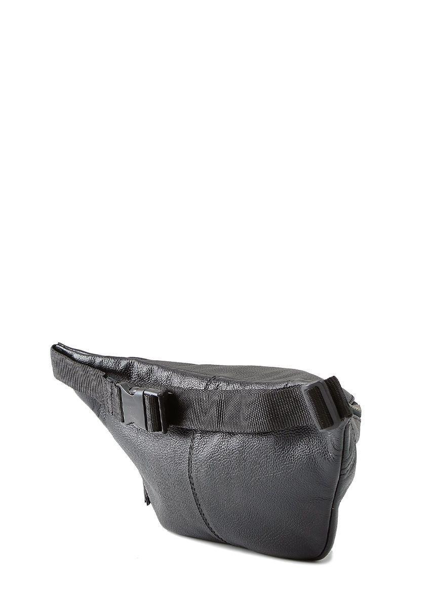 Шкіряна сумка-бананка POOLPARTY чорна