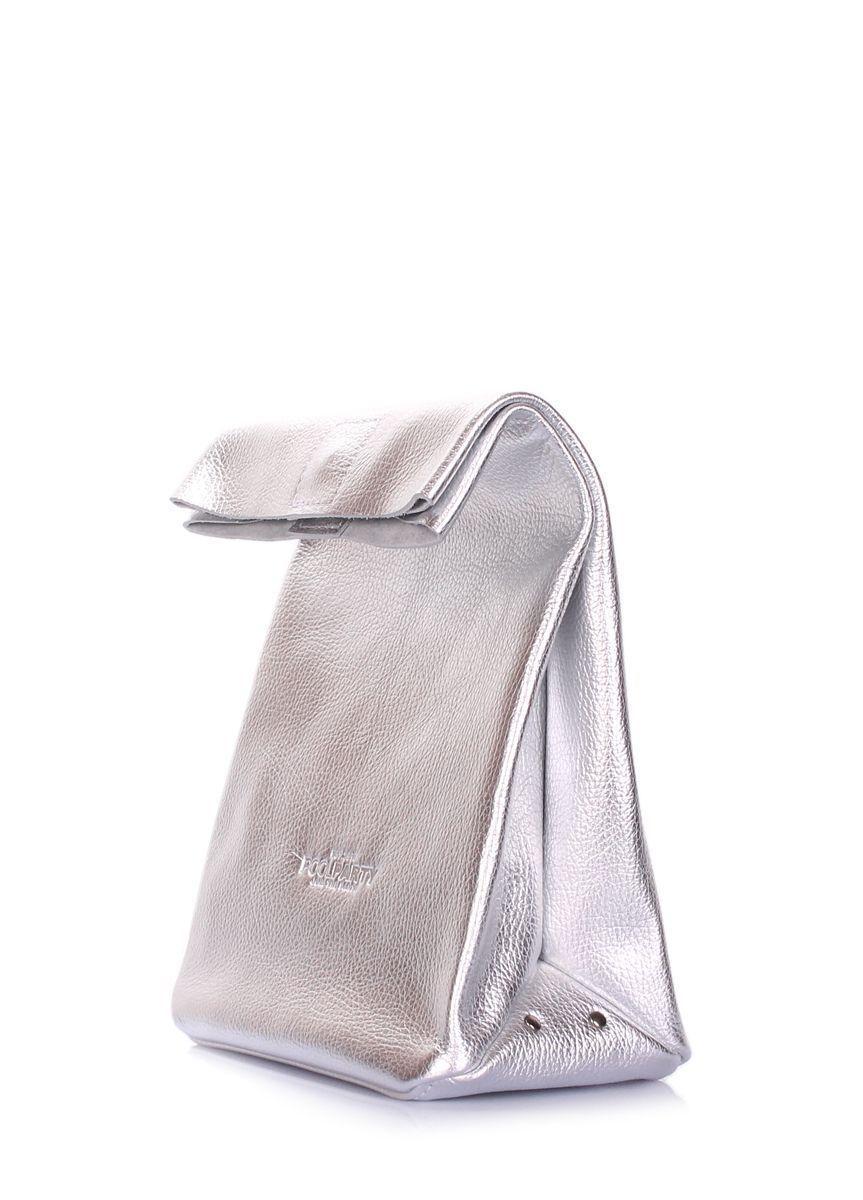 Шкіряна сумка-клатч POOLPARTY Lunchbox срібна