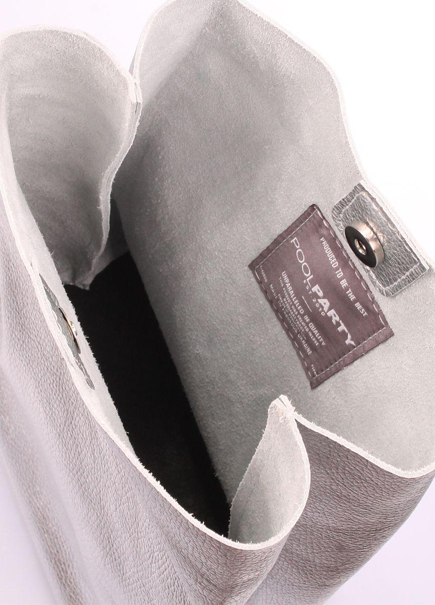 Шкіряна сумка-клатч POOLPARTY Lunchbox срібна