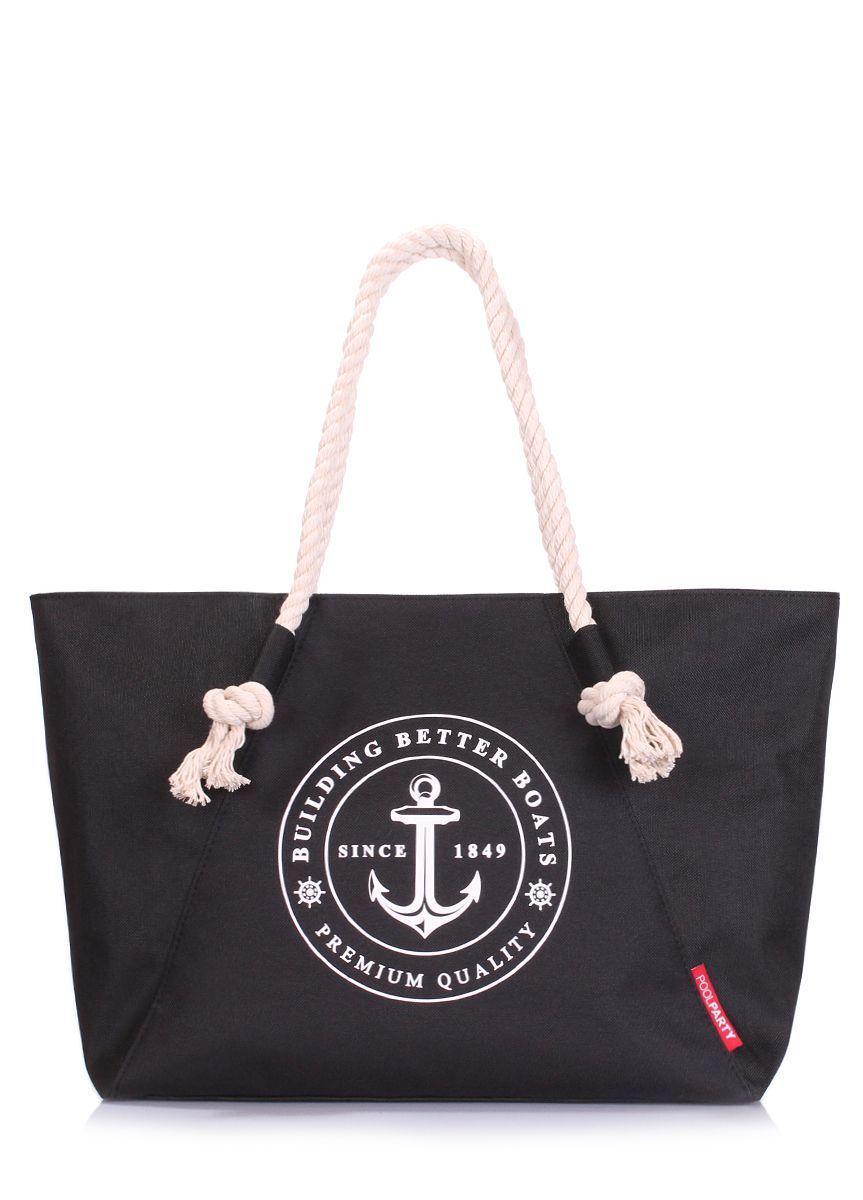 Літня сумка POOLPARTY Breeze з якорем чорна