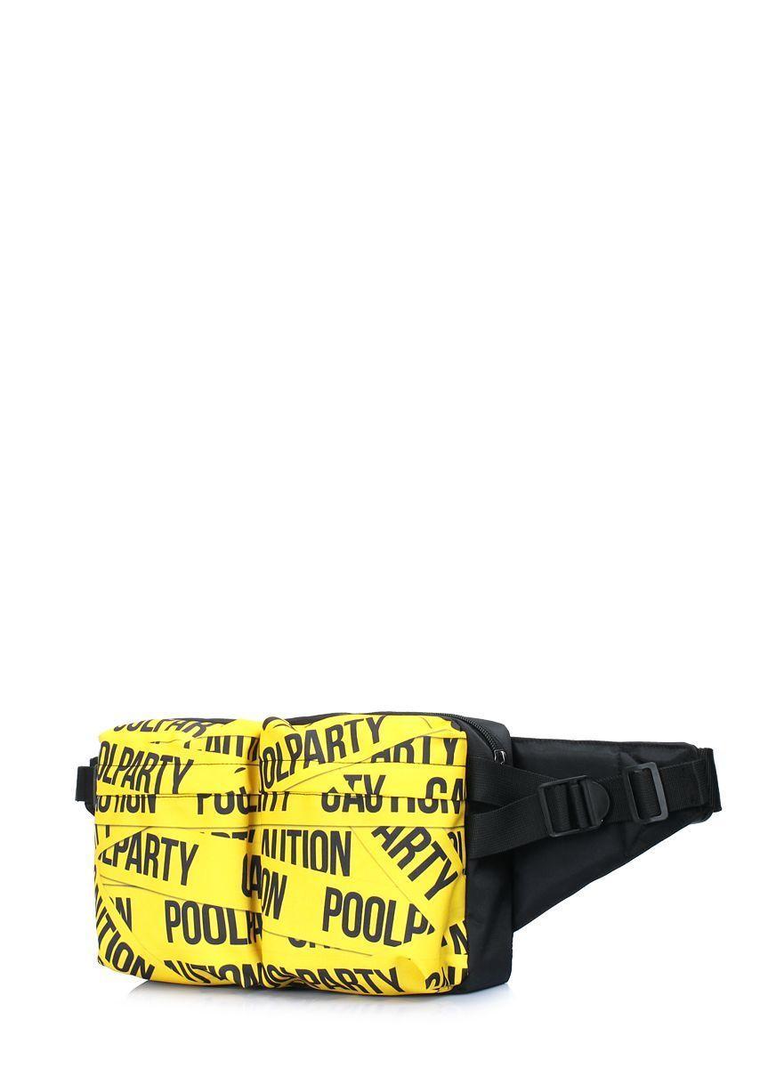 Сумка на пояс POOLPARTY Bumper з принтом CAUTION