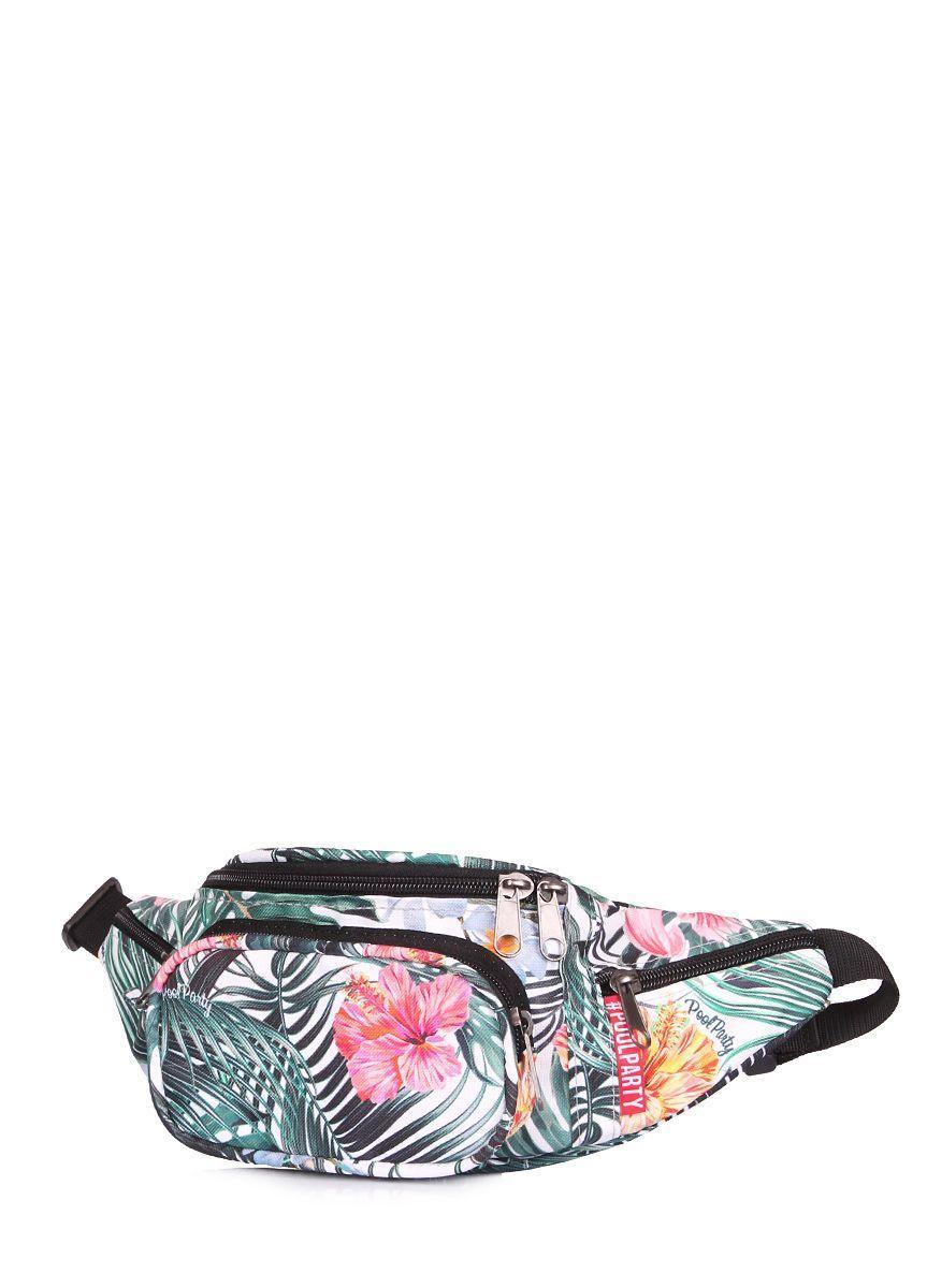 Сумка-бананка POOLPARTY Booster з тропічним принтом