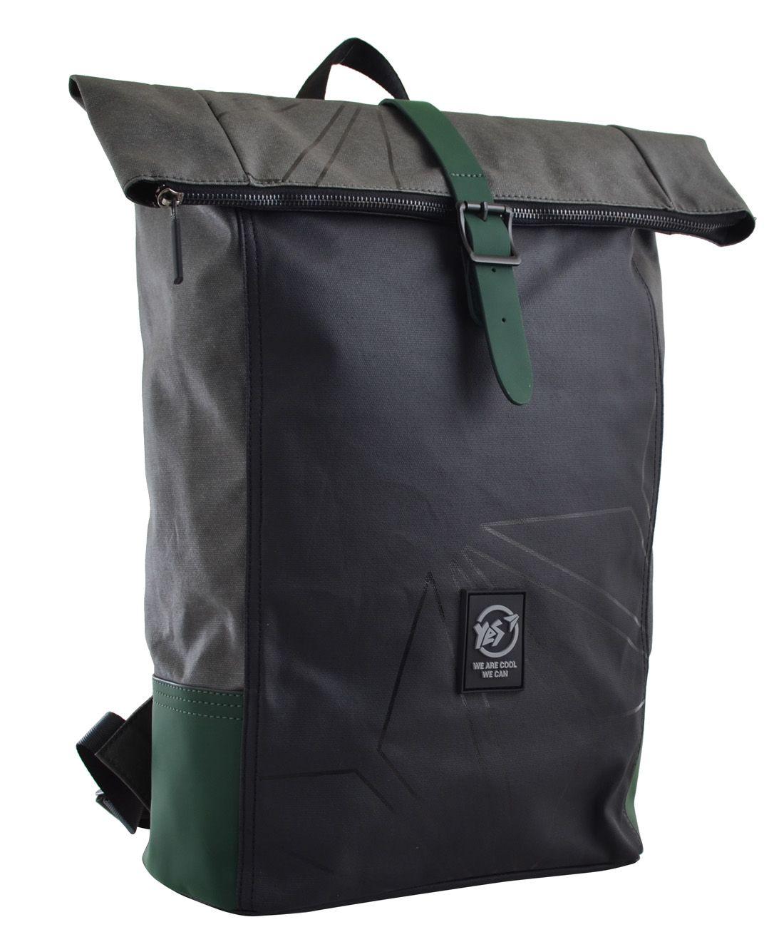 Рюкзак міський YES  Roll-top T-77 "Green anthracite"