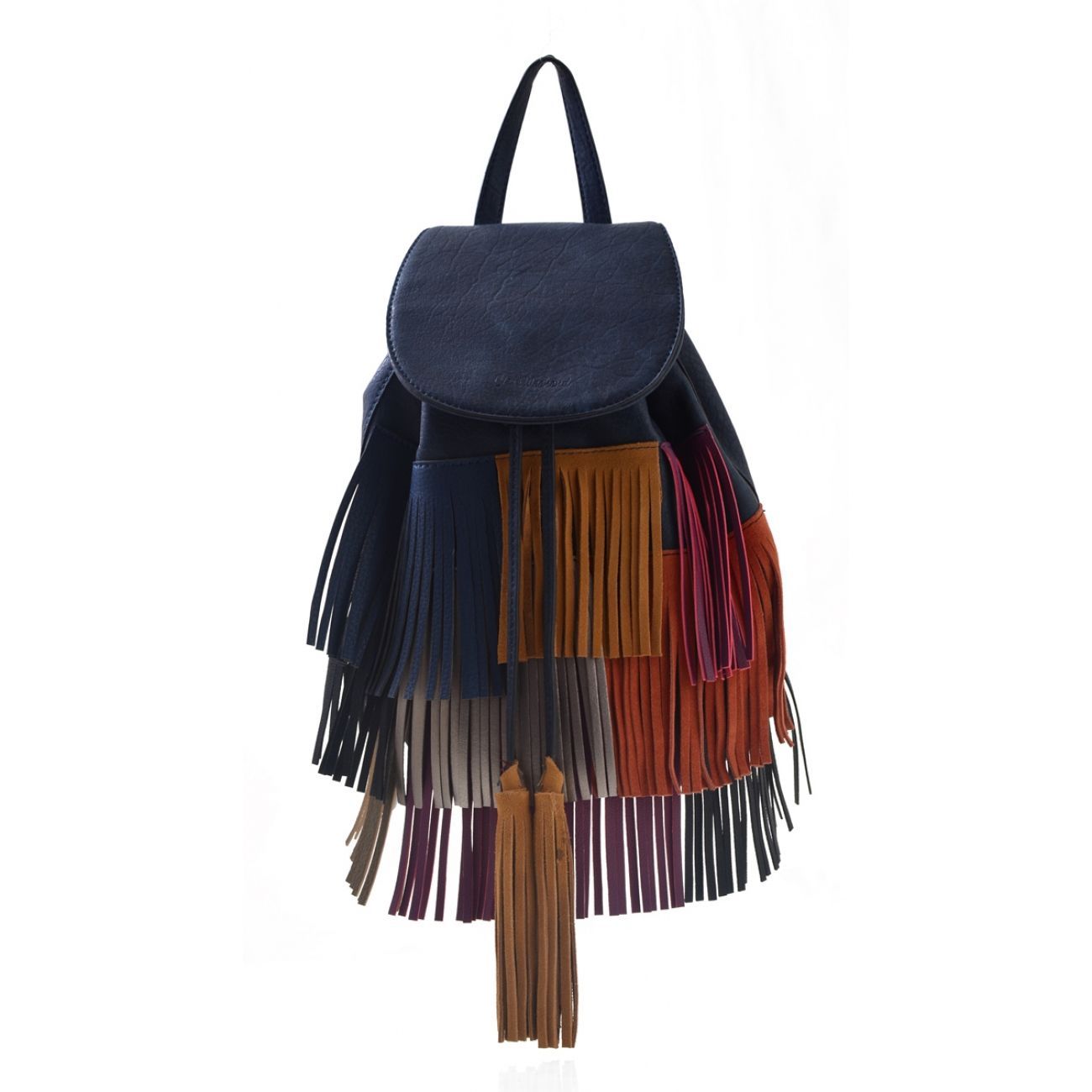 Сумка-рюкзак  YES, синій з бахромою, 25*21.5*21