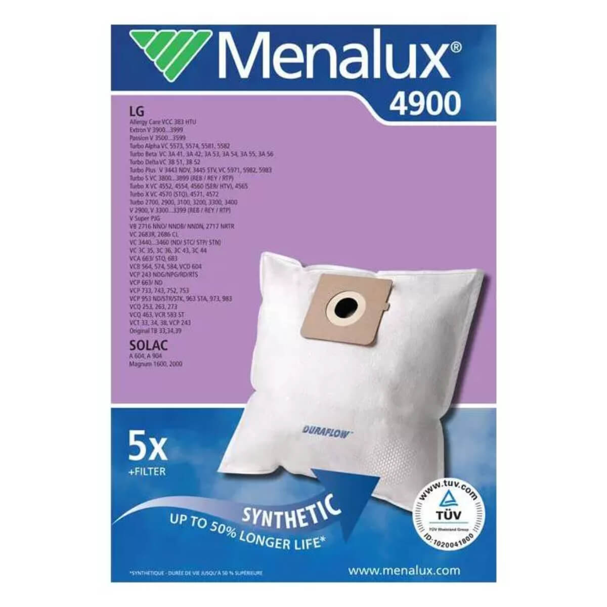 Мішки для пилососа Menalux 4900 5 шт + фільтр