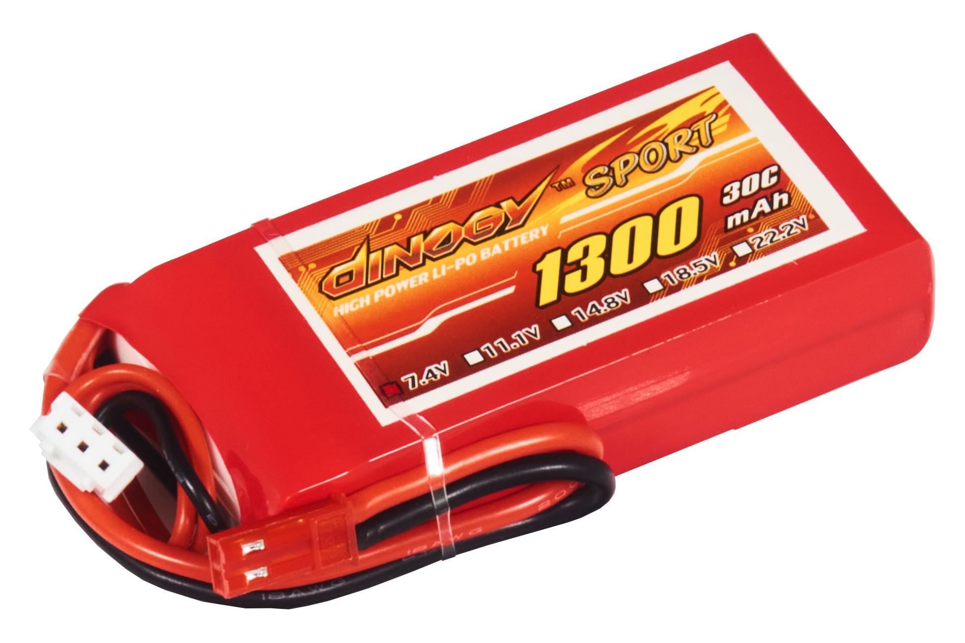 Акумулятор для радіокерованої моделі Dinogy Li-Pol 1300 мАч 7.4 В 86x30x16 мм JST DLC-2S1300D-JST