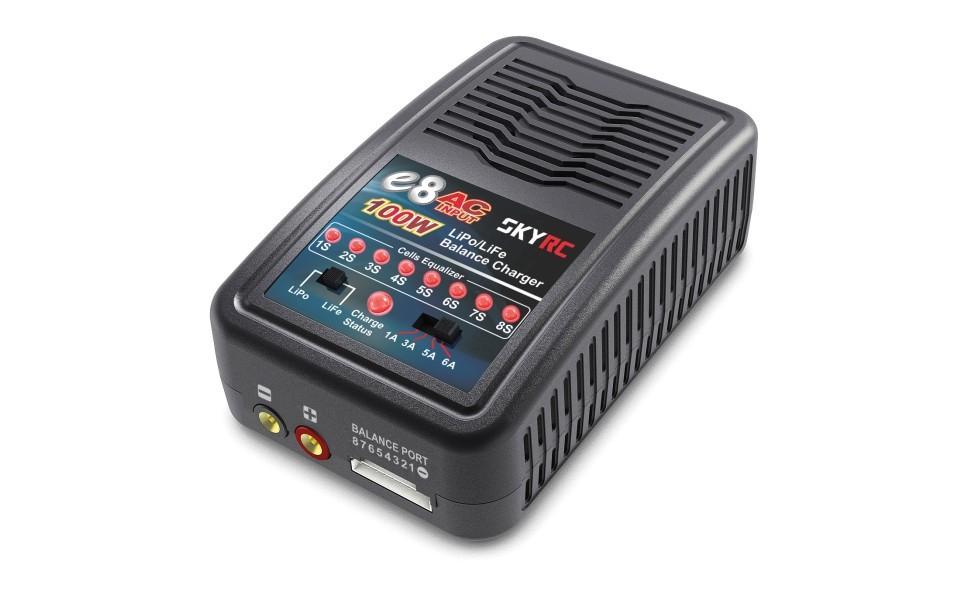 Зарядний пристрій SkyRC E8 1/3/5/6A з/БП 100W для LiPo 1-8S акумуляторів (SK-100096) SK-100096