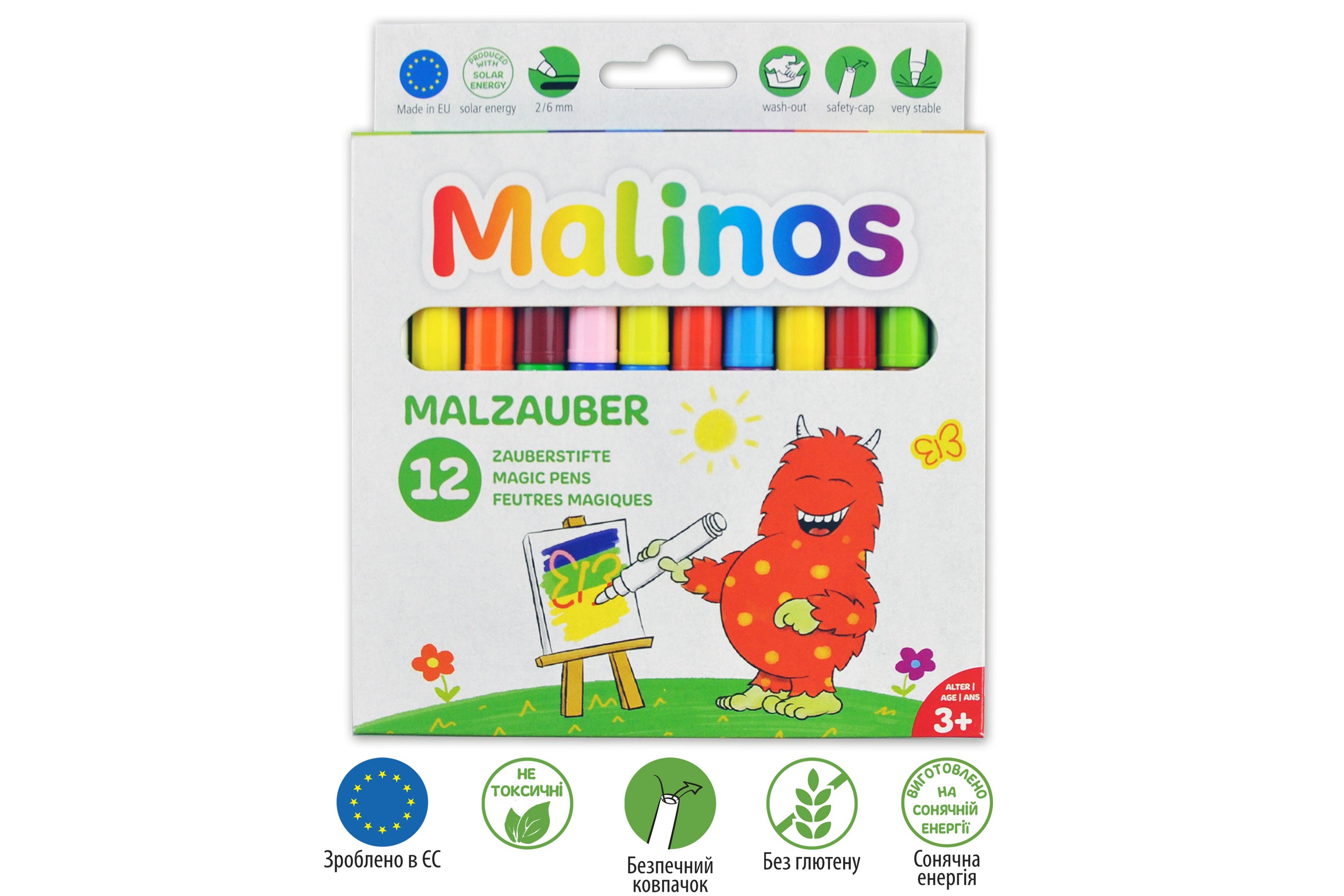 Чарівні фломастери міняють колір MALINOS Malzauber 12 (10+2) шт MA-300005