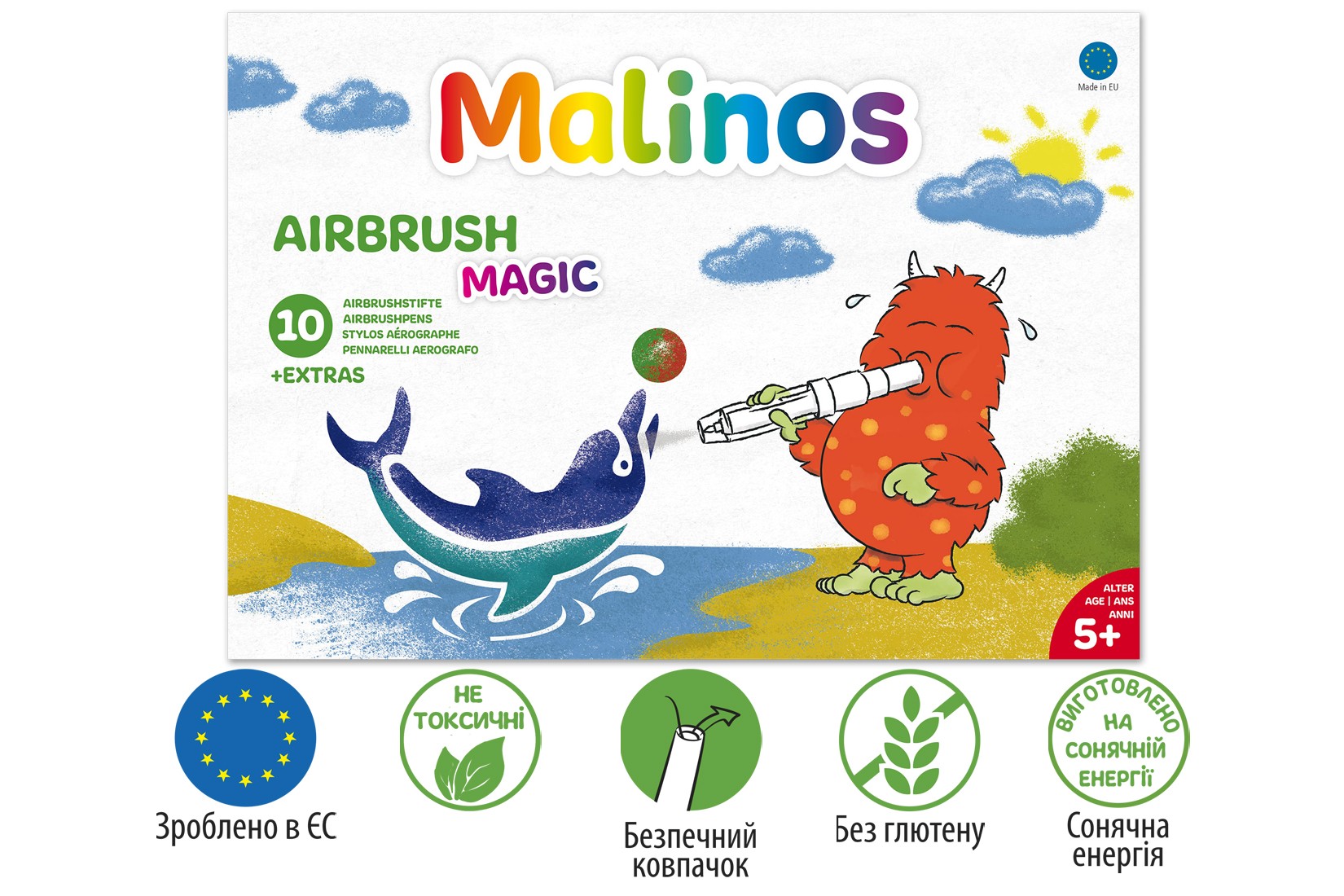 Повітряні фломастери аерографи міняють колір MALINOS BLOpens Magic 10 (8+2+1) шт MA-300964