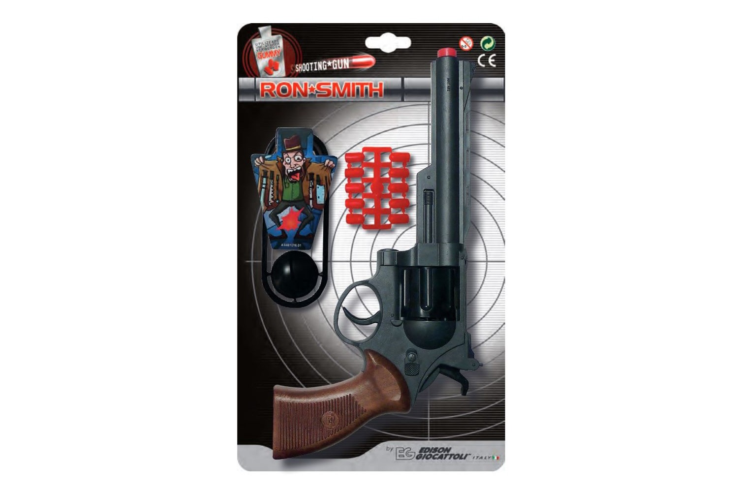 Іграшковий пістолет на кульках Edison Giocattoli Ron Smith 28см 8-зарядний з мішенню (463/33) ED-0463330
