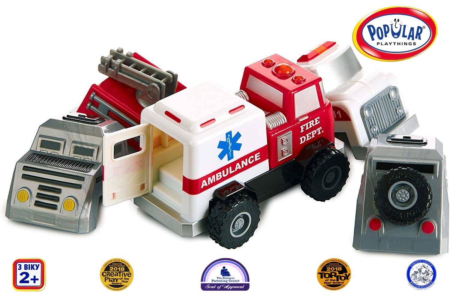 Дитячий конструктор Popular Playthings машинка (поліція, швидка допомога, пожежна) PPT-60402