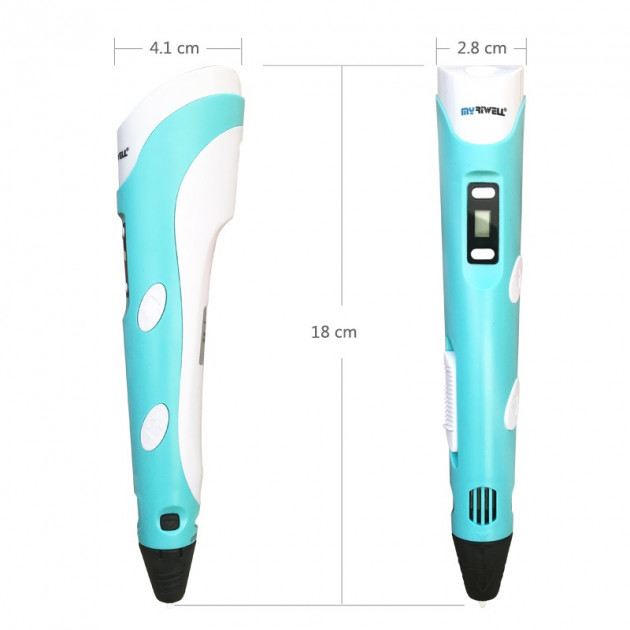 3д ручка MyRiwell 2 RP100B Blue + 30 м пластика + трафарети