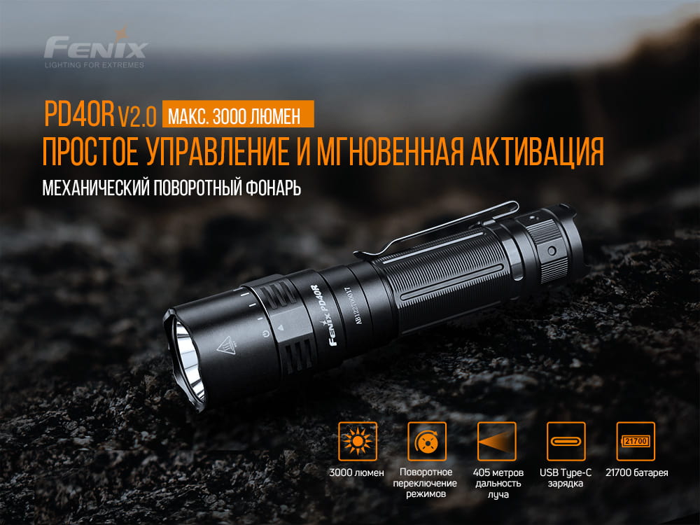 Ліхтар ручний Fenix PD40R V2.0 PD40RV20
