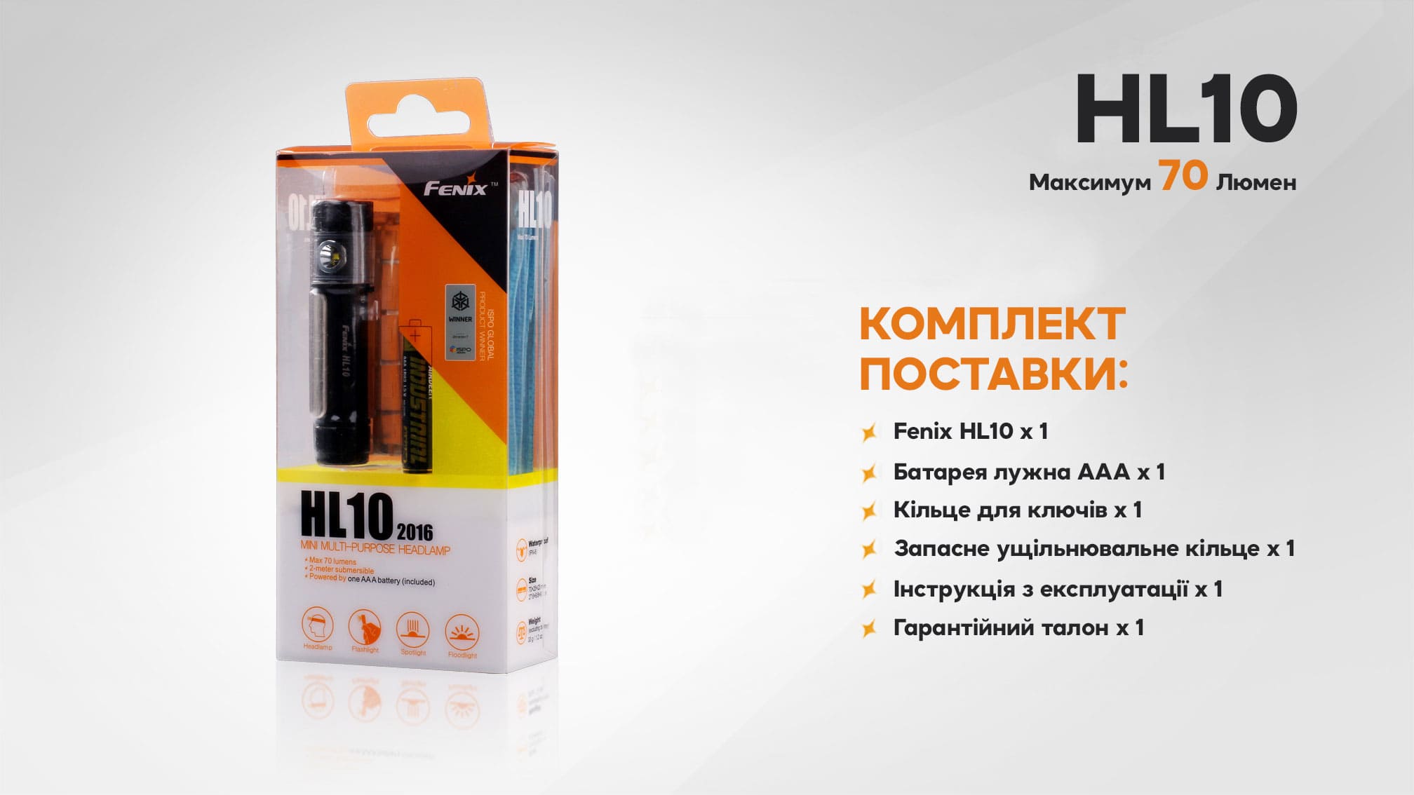 Ліхтар налобний Fenix HL10 black HL10bk