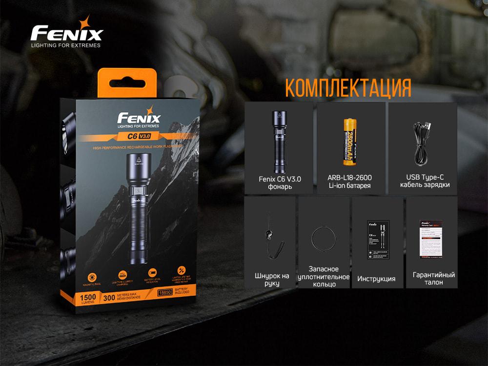 Комплект з двух ліхтарів Fenix C6 V3.0 C6V30 и Fenix E-SPARK