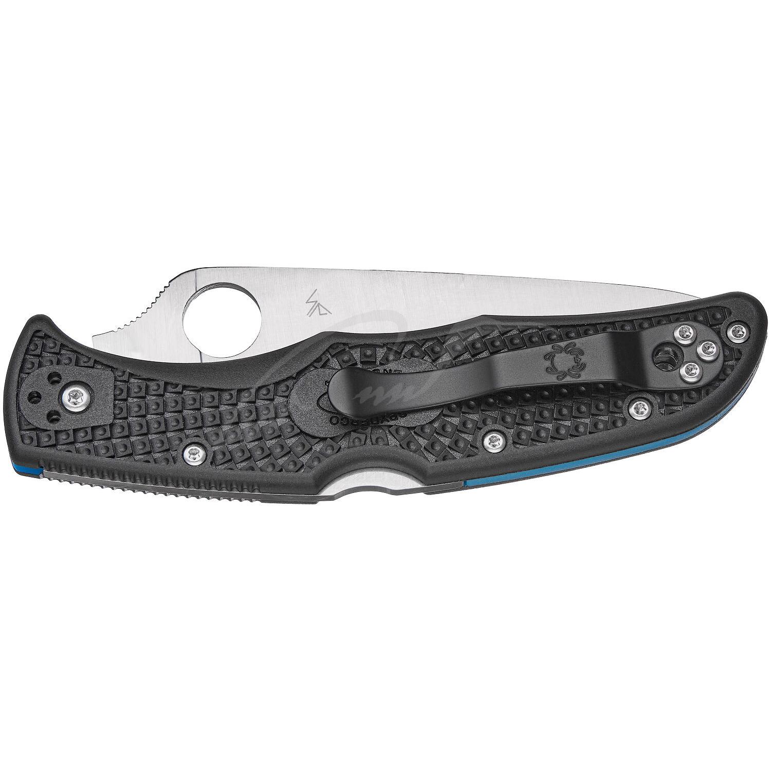 Ніж Spyderco Endura 4 Thin Blue Line напівсерейтор C10FPSBKBL 87.14.82