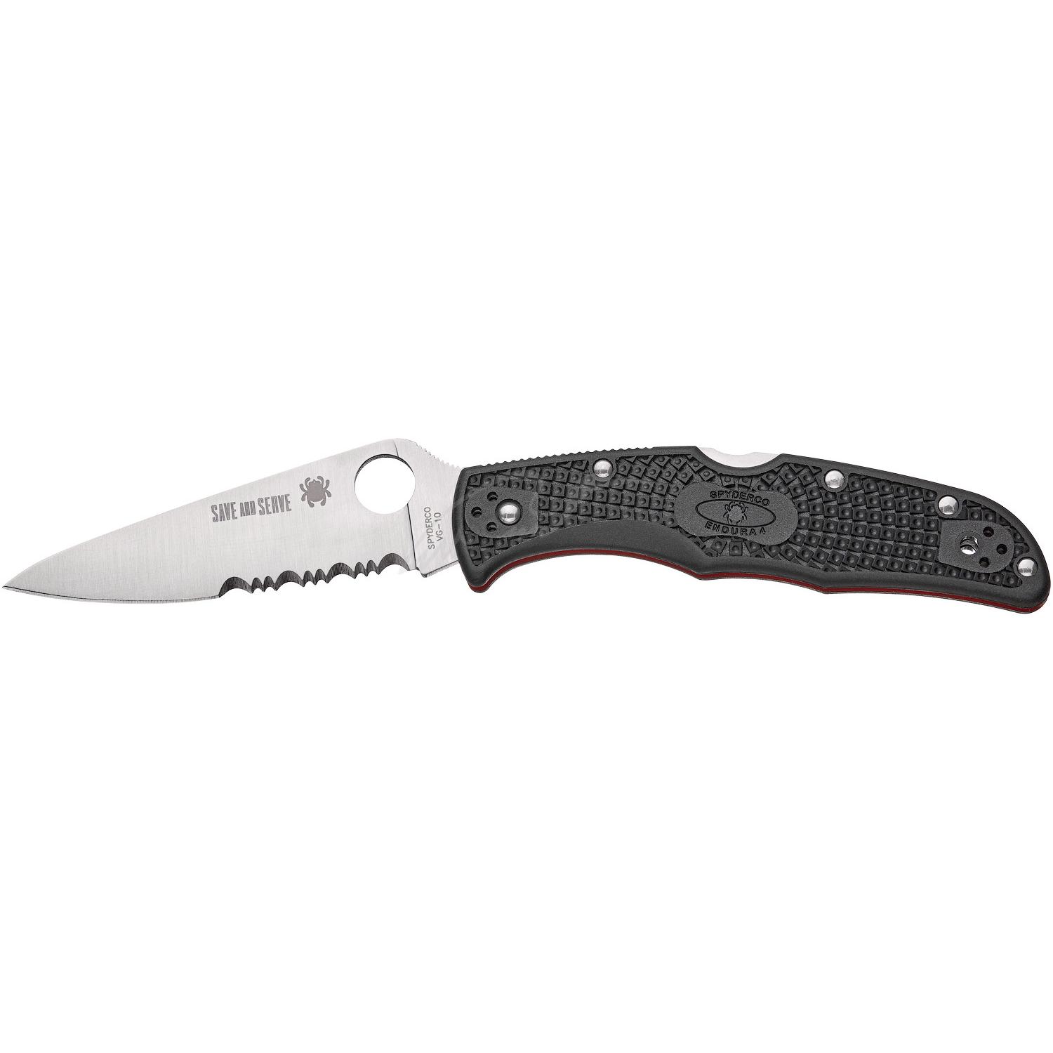 Ніж Spyderco Endura 4 Thin Red Line напівсерейтор C10FPSBKRD 87.14.88