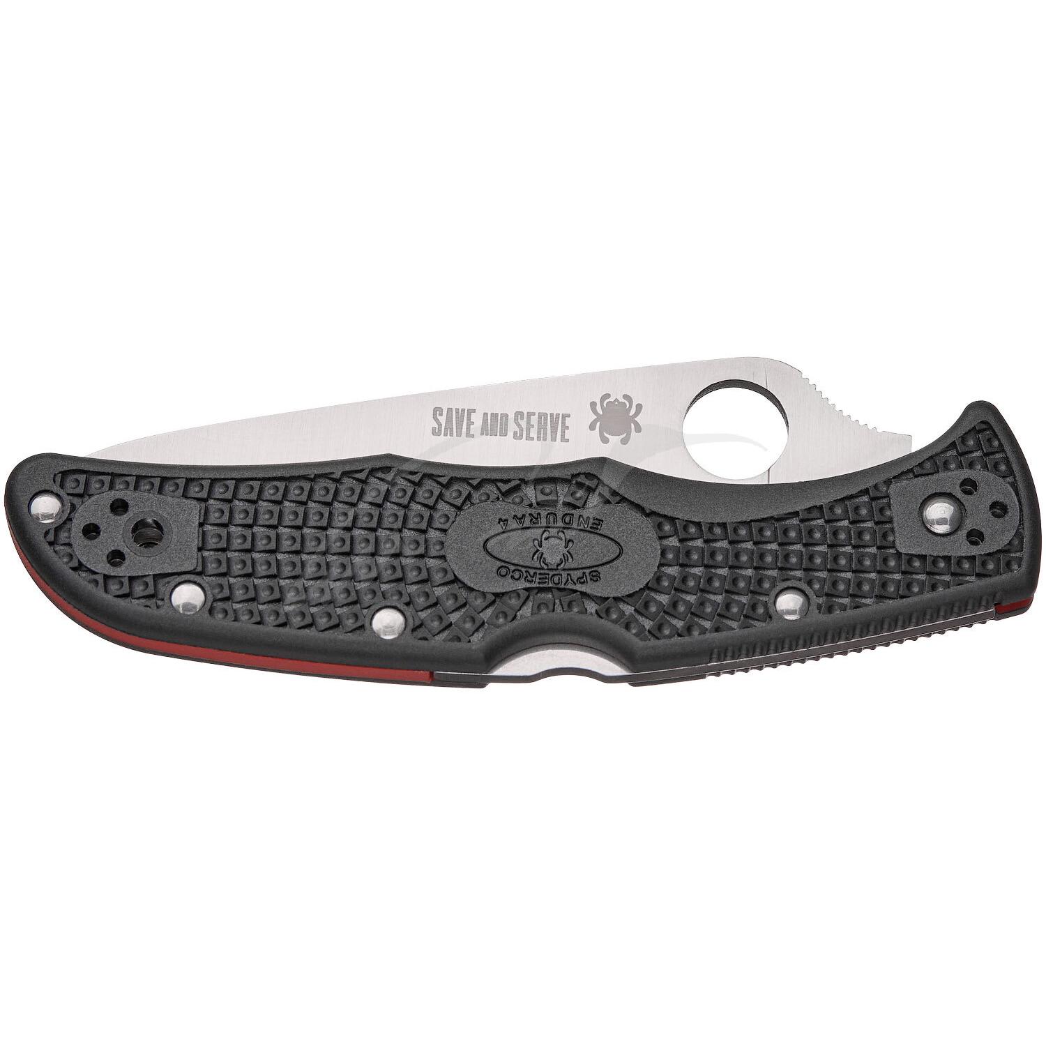 Ніж Spyderco Endura 4 Thin Red Line напівсерейтор C10FPSBKRD 87.14.88
